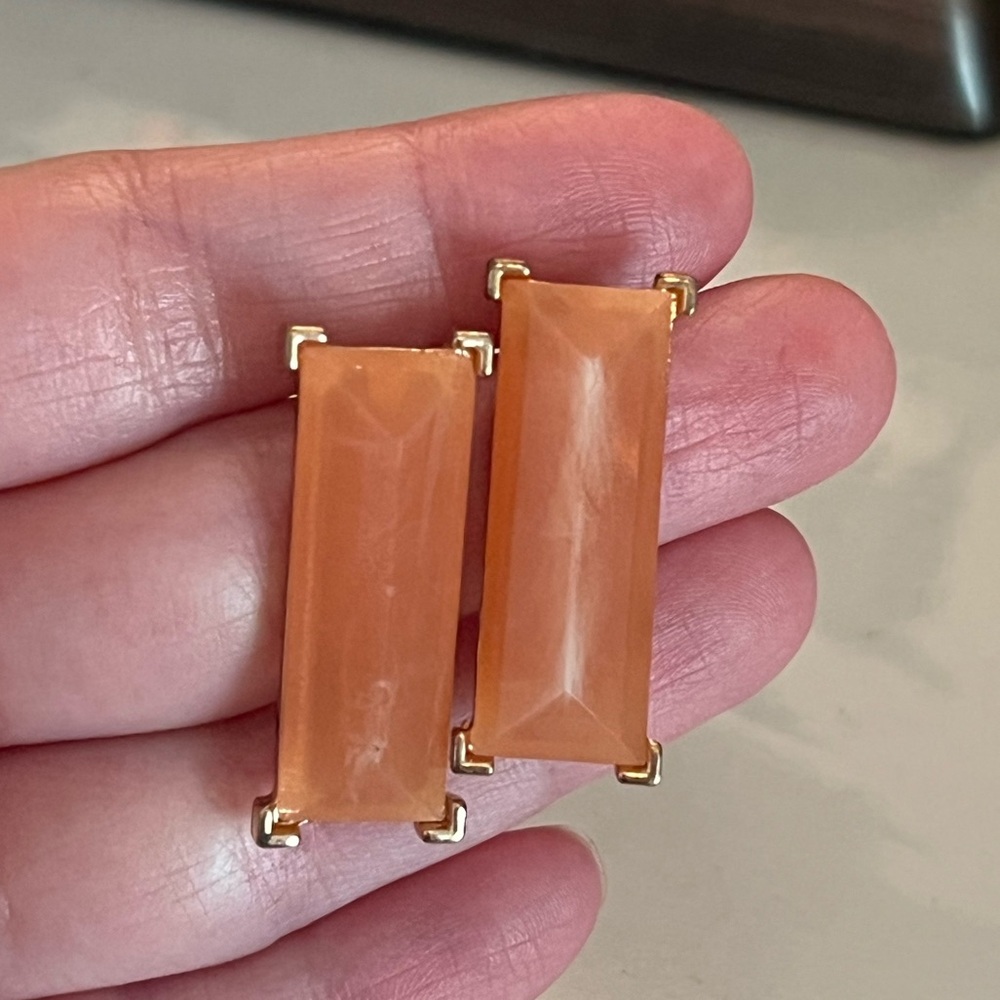 Orange Rectangular Drop Earrings - image 1